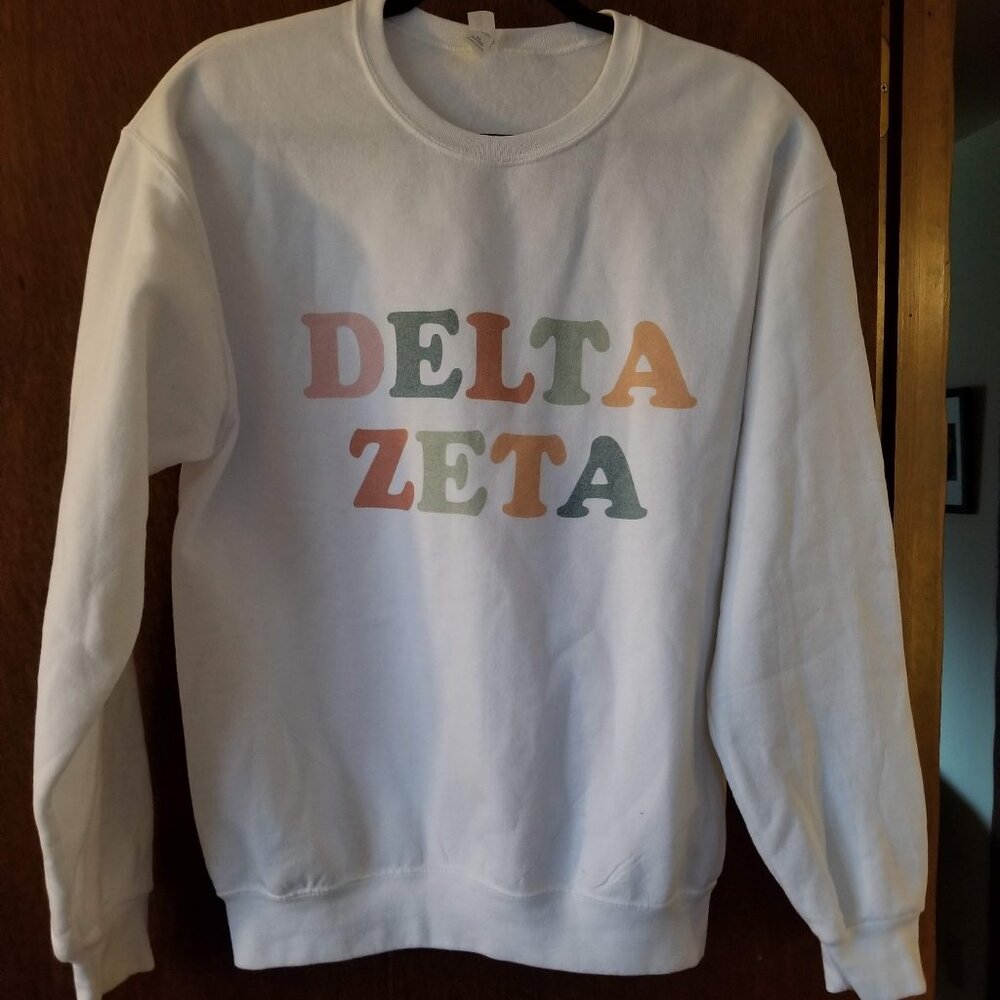 Delta Zeta Groovy Letters Crewneck